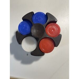 Vintage Poker‎ Chip Set and Brown Plastic Caddy Holder